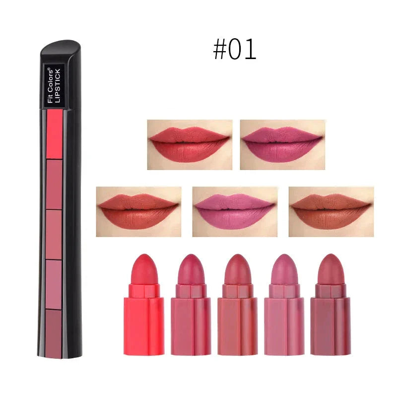 Batom Fit Matte - 5 Batons em 1