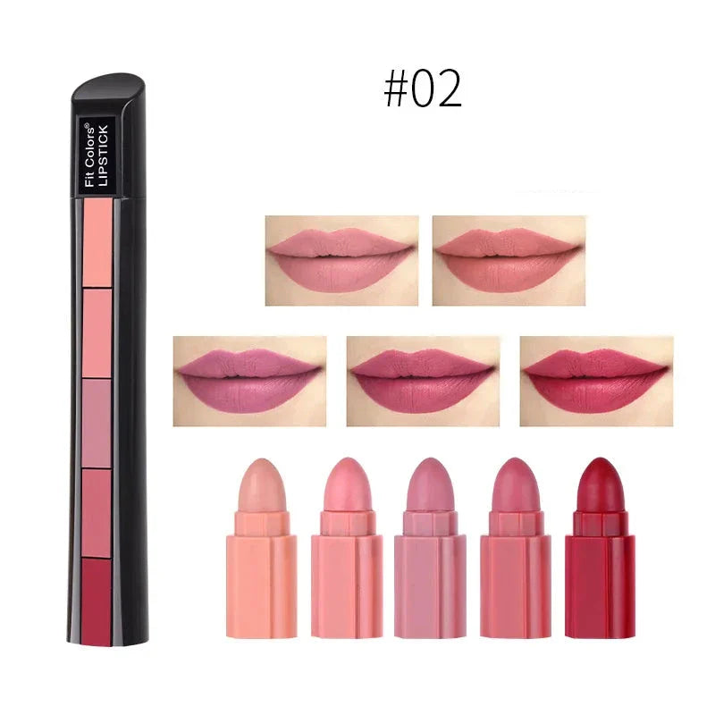 Batom Fit Matte - 5 Batons em 1